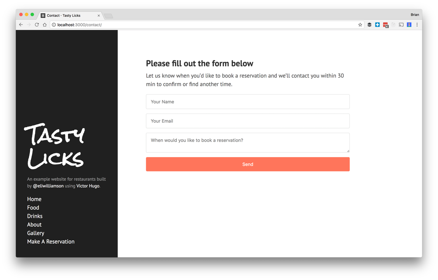 reservation form